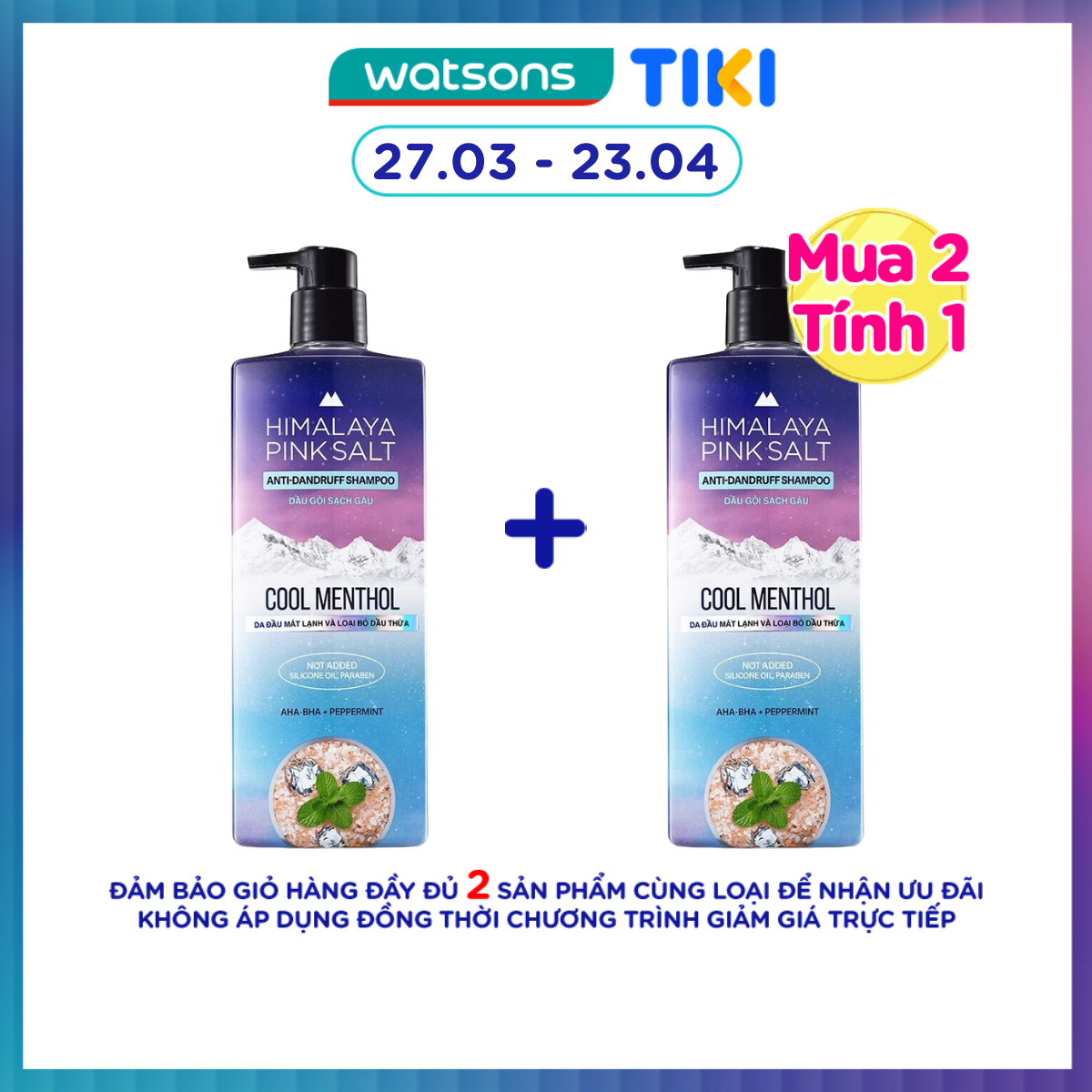 Dầu Gội Sạch Gàu Muối Hồng Himalaya Mát Lạnh Bạc Hà Cool Menthol 650ml