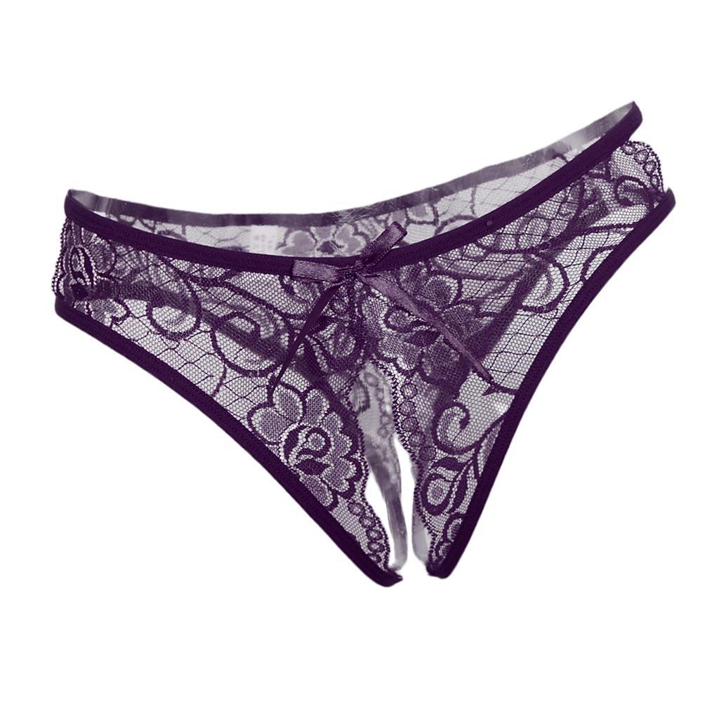 3-6pack Womens Sexy Floral Lace Thong Underwear Crotchless Panties Lingerie