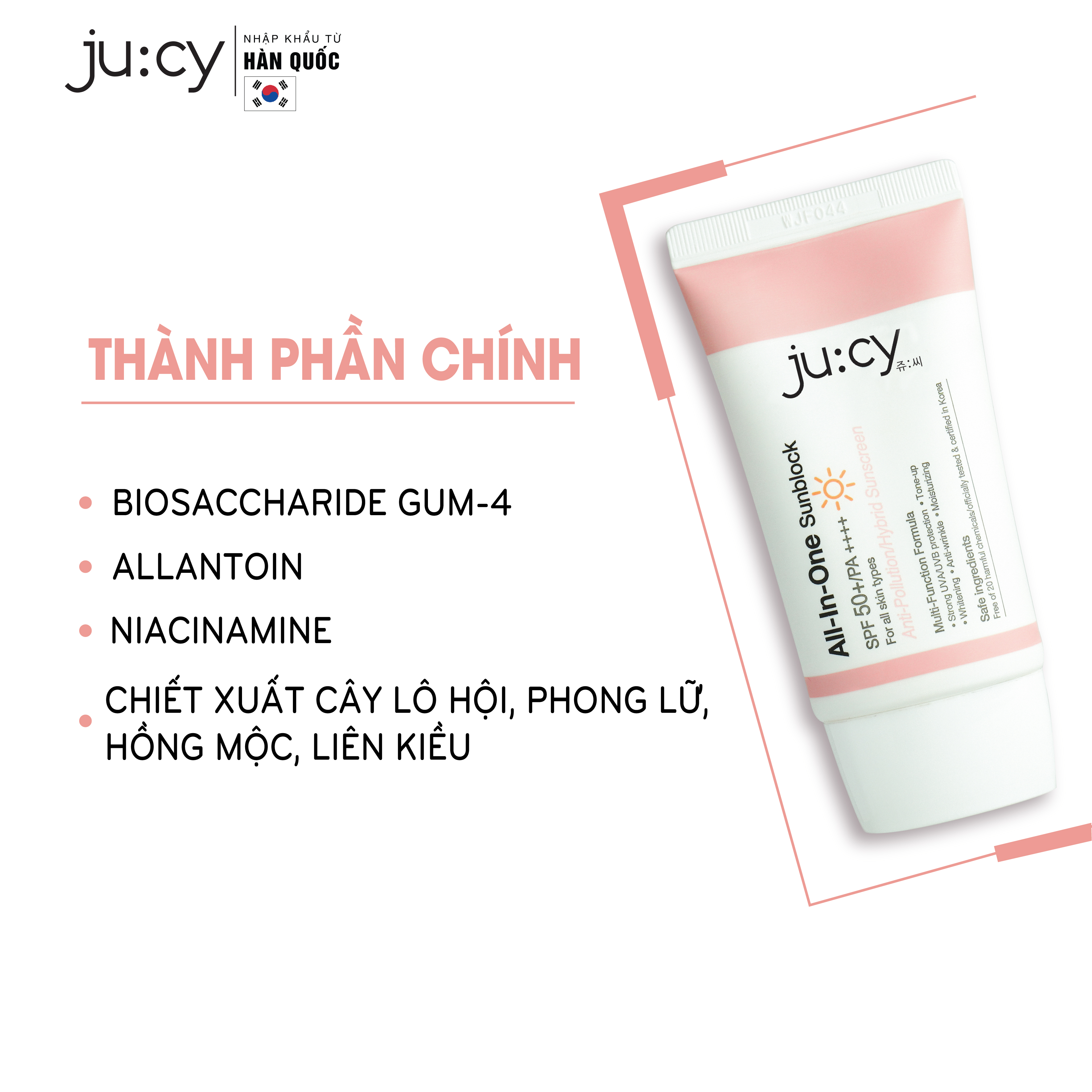 Combo 02 Kem chống nắng nâng tông da trắng hồng Hàn Quốc Ju:cy All-In-One Sunblock