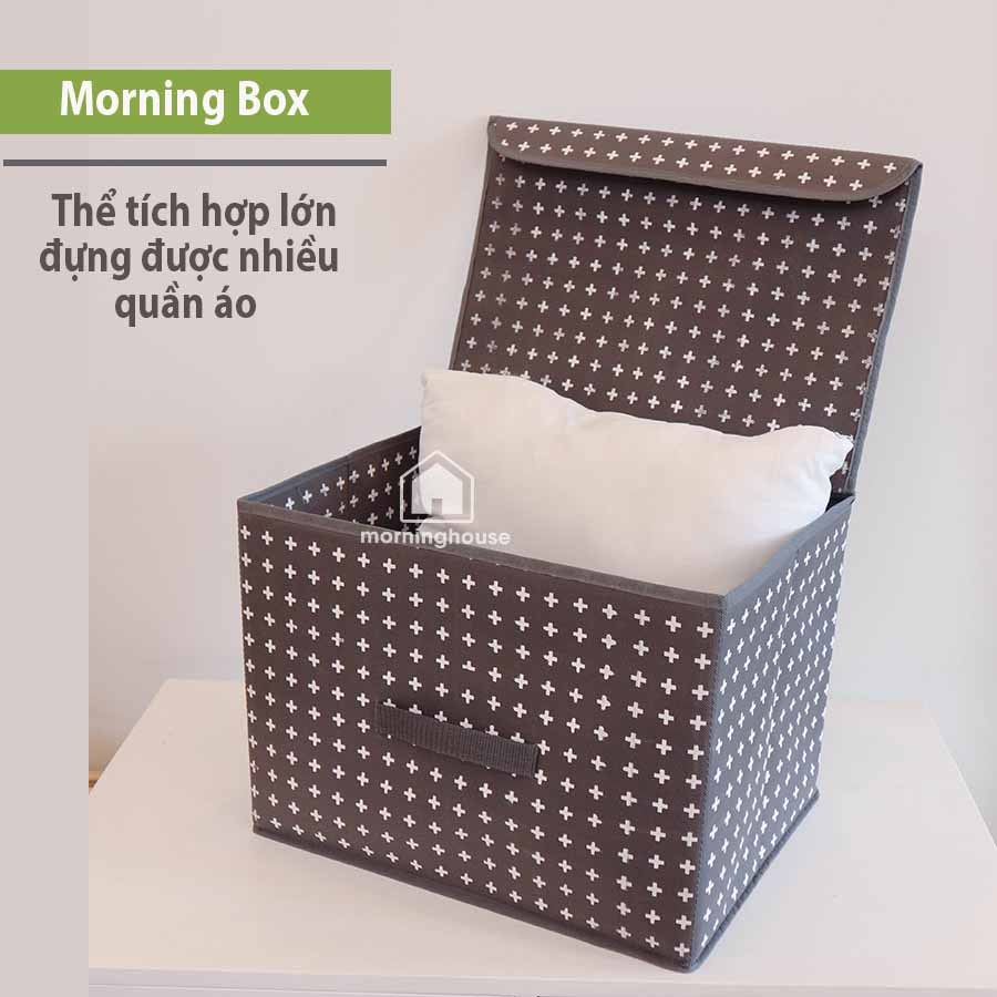 Hộp đựng quần áo gấp gọn có nắp Morning House - Size M - Màu kem