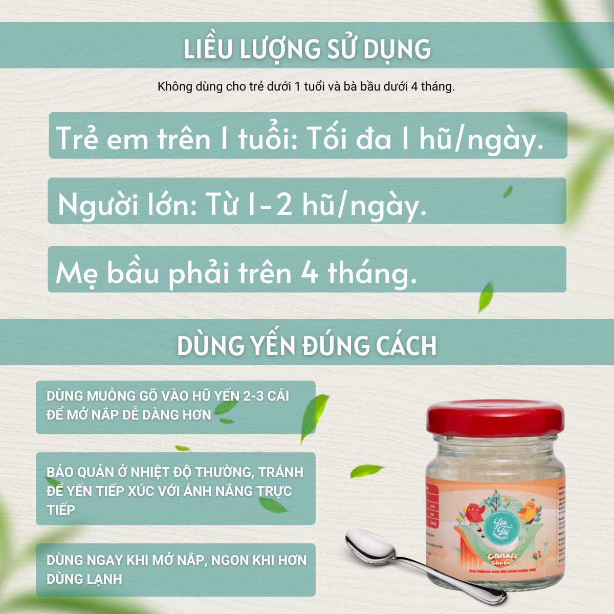 Yến Thị- Gói yến dành cho bé-Yến kird bổ sung canxi, HMO-hũ 42ml- Yến sào Nha Trang