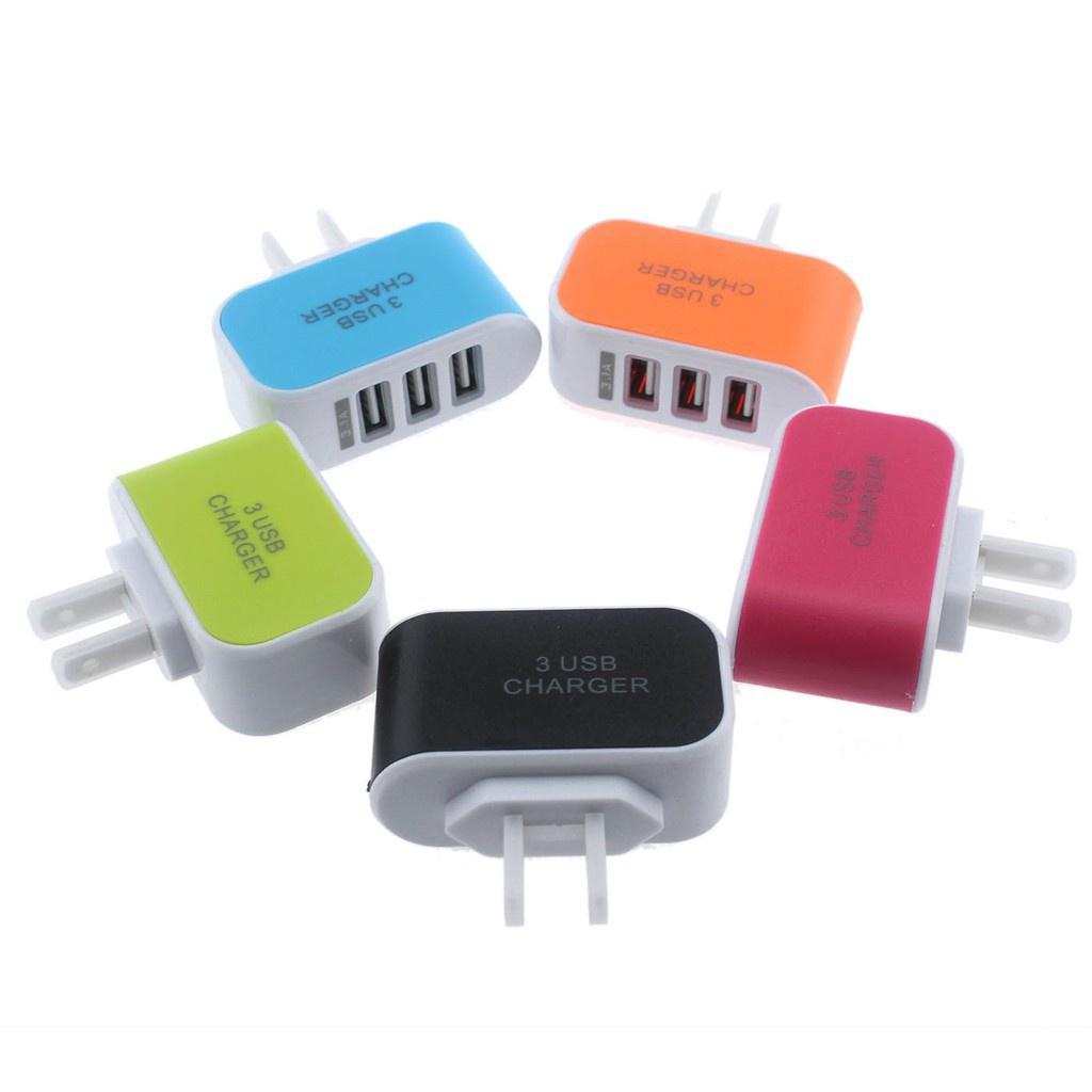 CỦ SẠC THÔNG MINH 3 CỔNG USB NHIỀU MÀU