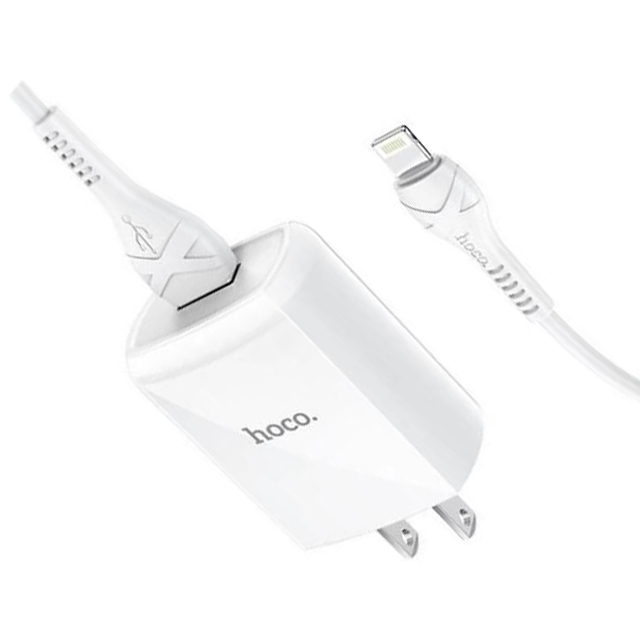 Bộ sạc 2.4A Hoco DC13 chuôi dẹt 1 cổng Usb kèm dây sạc dài 1M cho iPhone/iPad - Hàng chính hãng