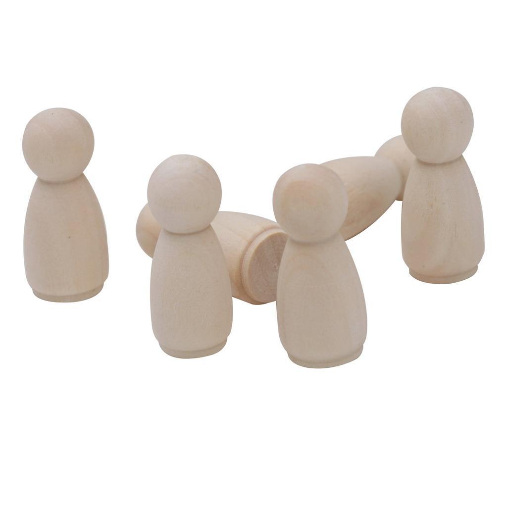 40 Pieces/Set Solid Hard Wood People 43mm Natural Unfinished Wooden Family Wood Peg Dolls Ready for Paint or Stain Wedding Cake Topper