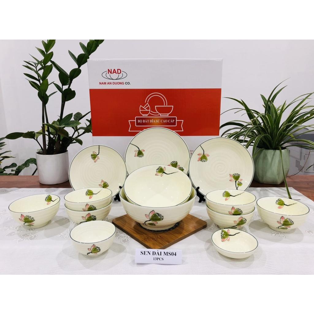 BỘ ĐỒ ĂN GỐM SỨ CAO CẤP BÁT TRÀNG - SEN ĐÀI