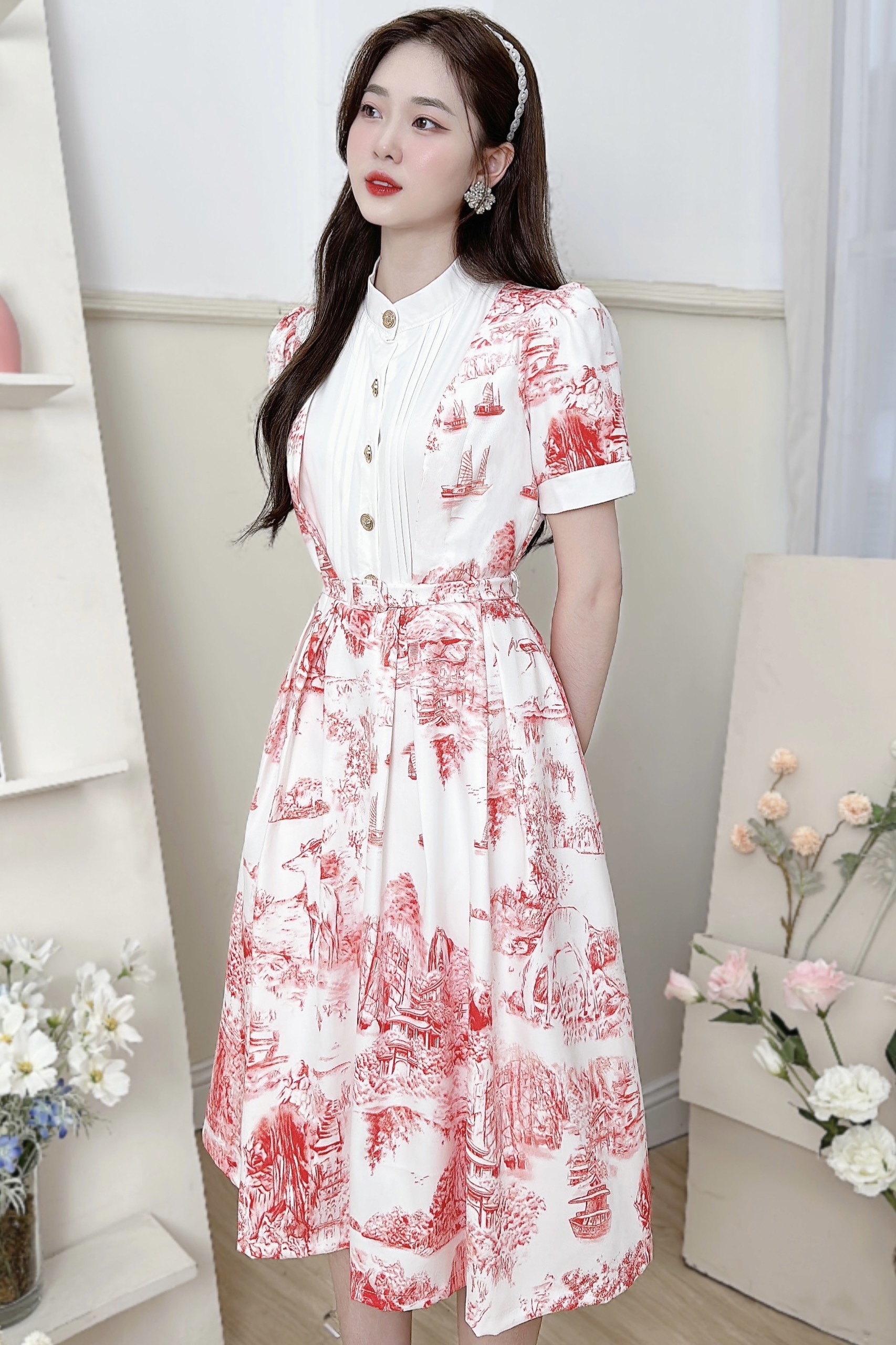 Đầm Thiết Kế MAY V369 Họa Tiết Tươi Sáng - Váy Thiết Kế Thanh Lịch Chuẩn MAY