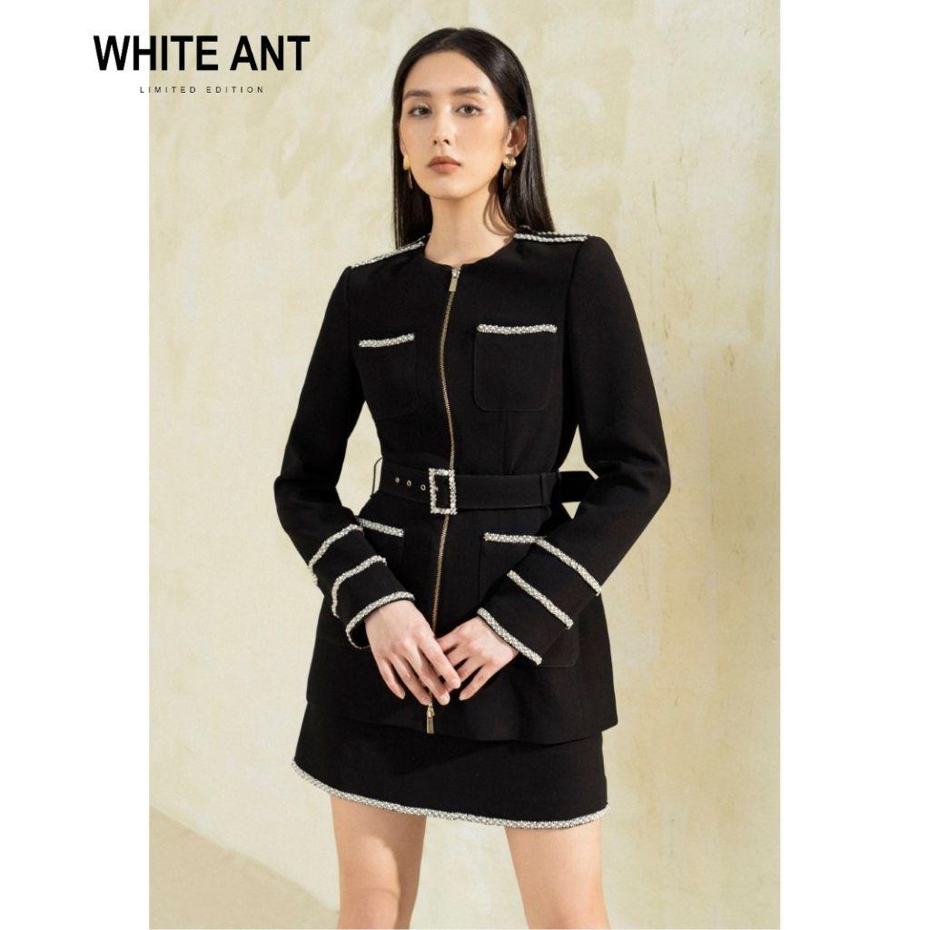 Áo Khoác Blazer Công Sở Nữ WHITE ANT HEULWEN VEST Cổ Tròn Kèm Đai Eo Điệu Đà, Chất Liệu Cao Cấp Chống Xù 180500037