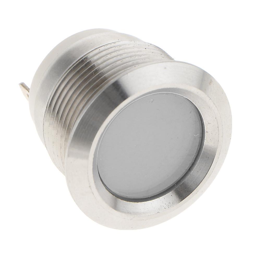 3xCar Motorcycle DC12V 19mm Panel Indicator Light for Wrie Leads White