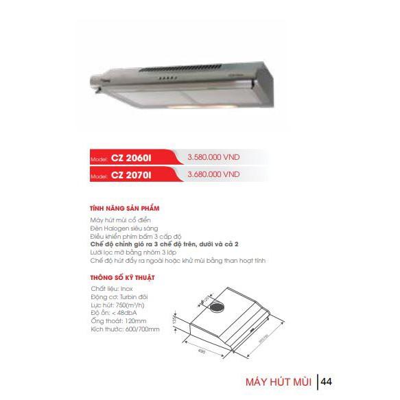 Máy hút mùi  GIÁ CỰC TỐT  Hút mùi Canzy CZ 2070i-70cm-inox chất lượng cao