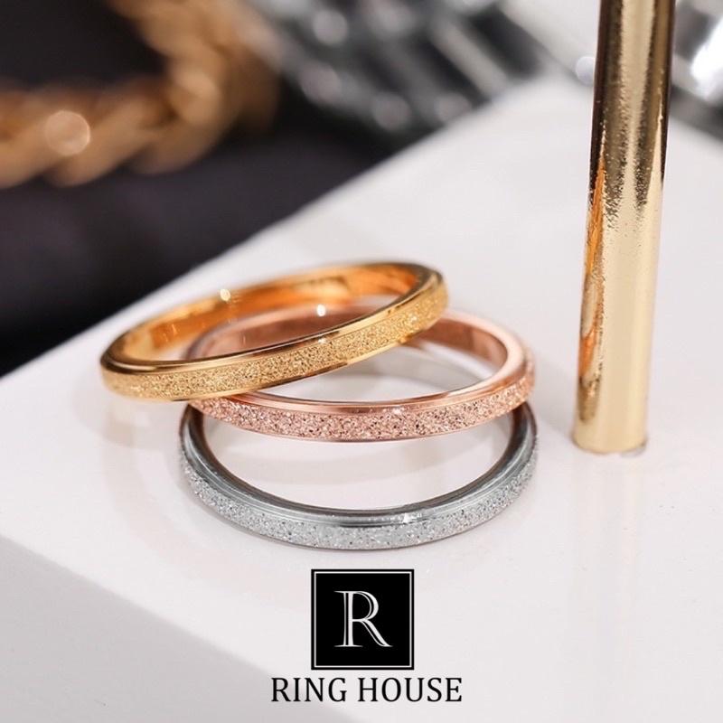 Nhẫn titan nam nữ mảnh ngang 2mm nhám sáng đẹp Ring House