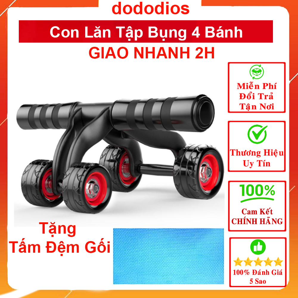 Con Lăn Tập Bụng 4 Bánh Chính Hãng dododios + Tặng Tấm Đệm Đầu Gối