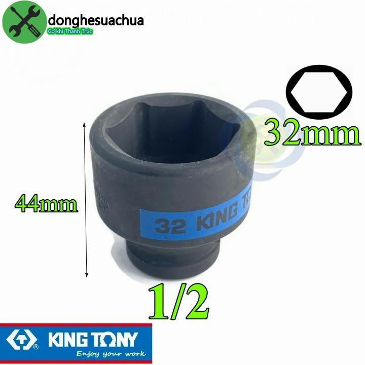Tuýp 32mm loại 1/2 Kingtony 453532M ngắn 6 cạnh màu đen
