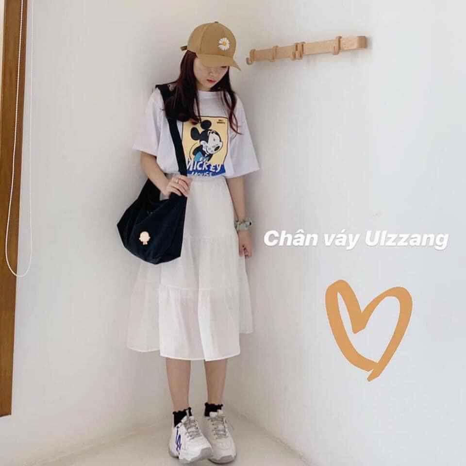 Chân váy dài ZINTI chất voan cếp ly 3 tầng sáng chữ A Ulzzang CV02