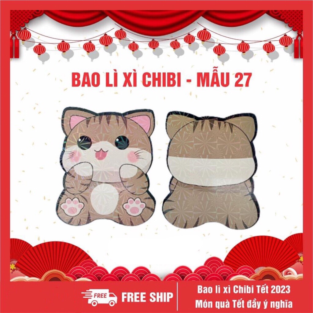 Bao lì xì chibi Tết 2023 cute dễ thương có phản quang - Giao mẫu ngẫu nhiên