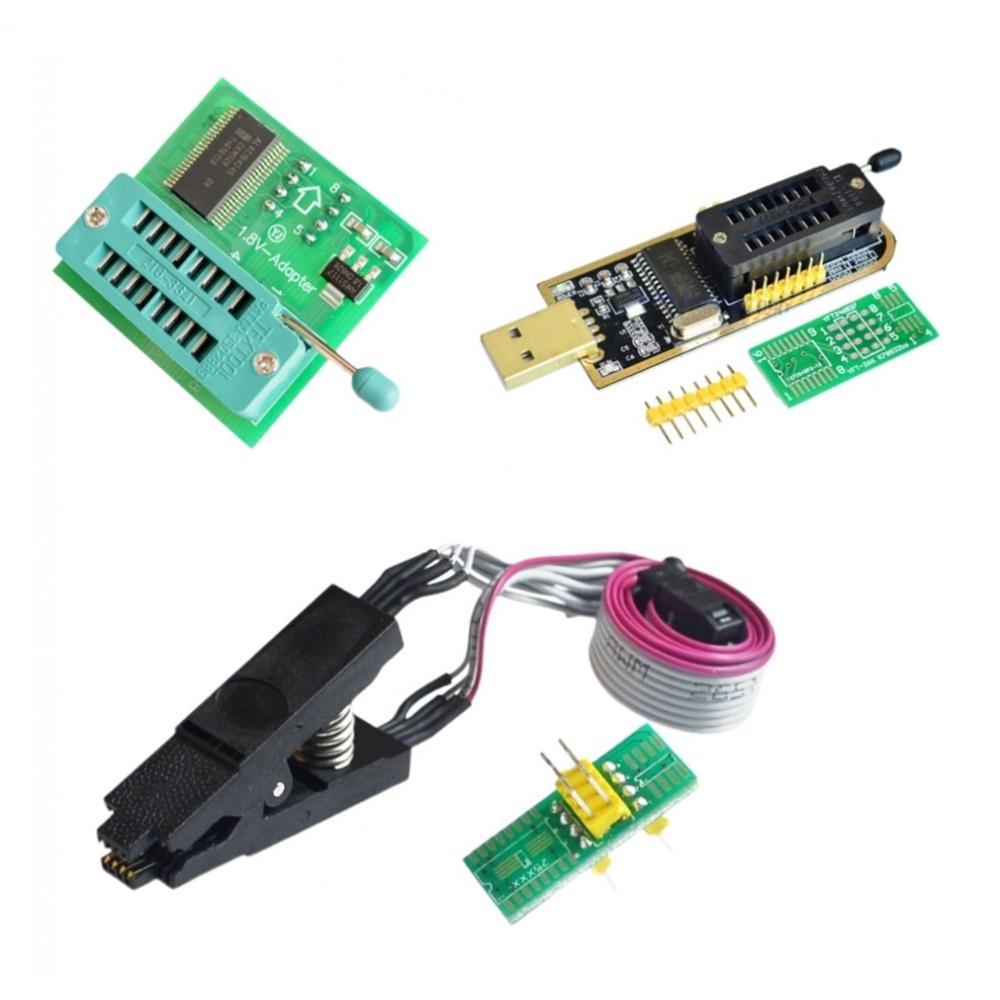 USB BIOS Programmer Flash EEPROM Series CH341A 24 25 + 1.8V Flash SPI SOP8 DIP8 Adapter With SOP8 SOIC8 To DIP8 EZ Converter Module