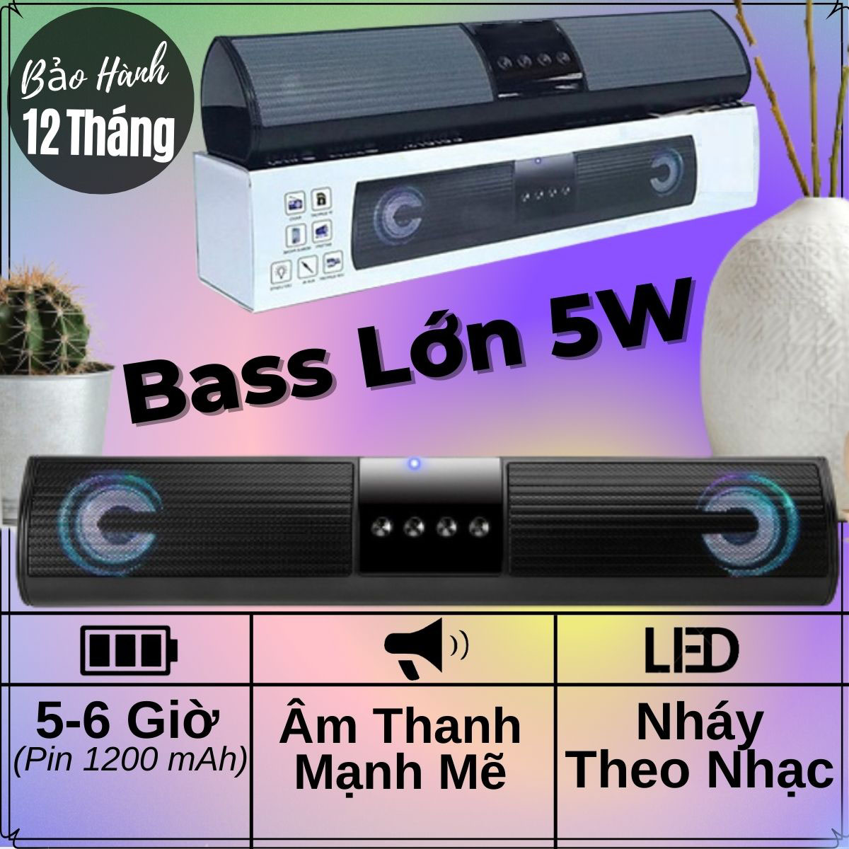 Bst Loa Bluetooth Mini Nghe Nhạc Bass Mạnh Công Suất Lớn Có Đèn Led Nháy Cho Điện Thoại, Máy Tính, Máy Tính Bảng, Giá Rẻ