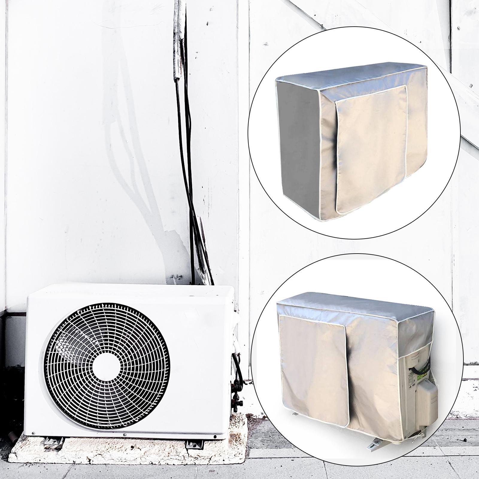 2Pcs House Air Conditioner Cover Oxford Cloth AC Cover Silver Coated 2 Sizes