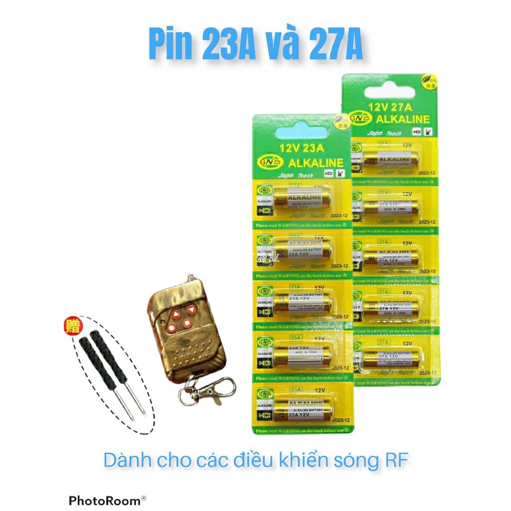 Vỉ 5 viên Pin 12V 23A 12V 27A cho remote cửa cuốn các loại điều khiển công tắc RF ô tô xe đạp điện