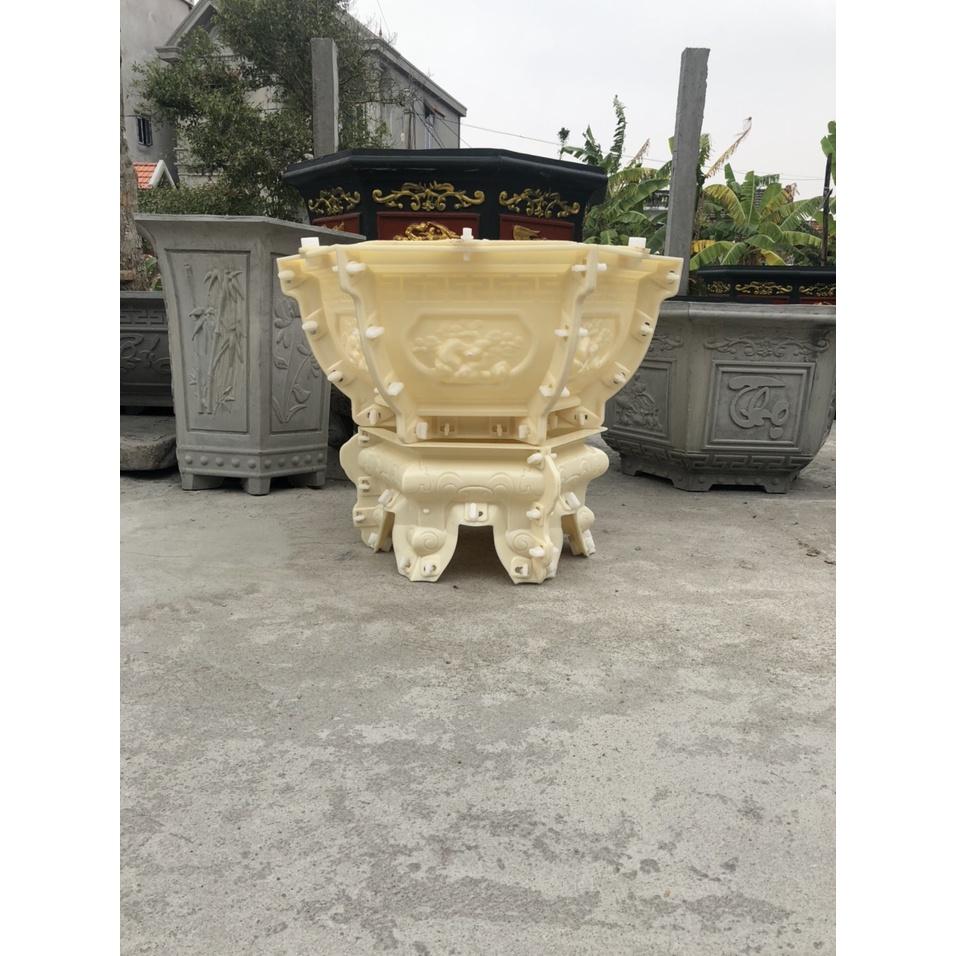 Bộ khuôn chậu lục giác 45 ABS dáng bầu mẫu cây Tùng ghép PHÚC LỘC THỌ kèm chân quỳ