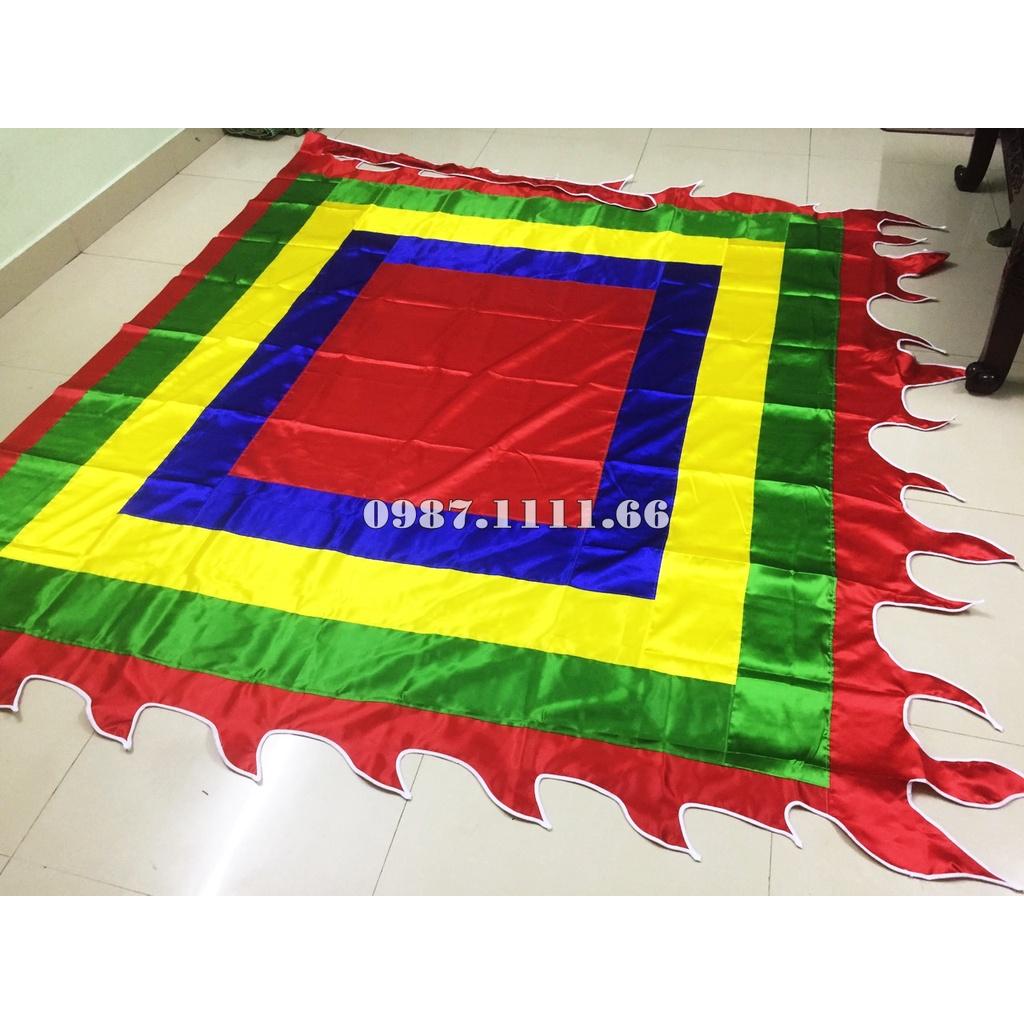 Cờ Ngũ Sắc - Cờ Thần kích thước 2.5 x2.5 m Chất Liệu Vải Phi Bóng Dày Dặn Đường may sắc chắc chắn