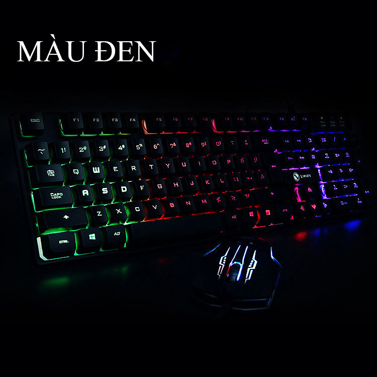 Bộ bàn phím chuột máy tính GTX300 vuông đèn led lung linh, bàn phím vãn phòng, chơi game- K1316