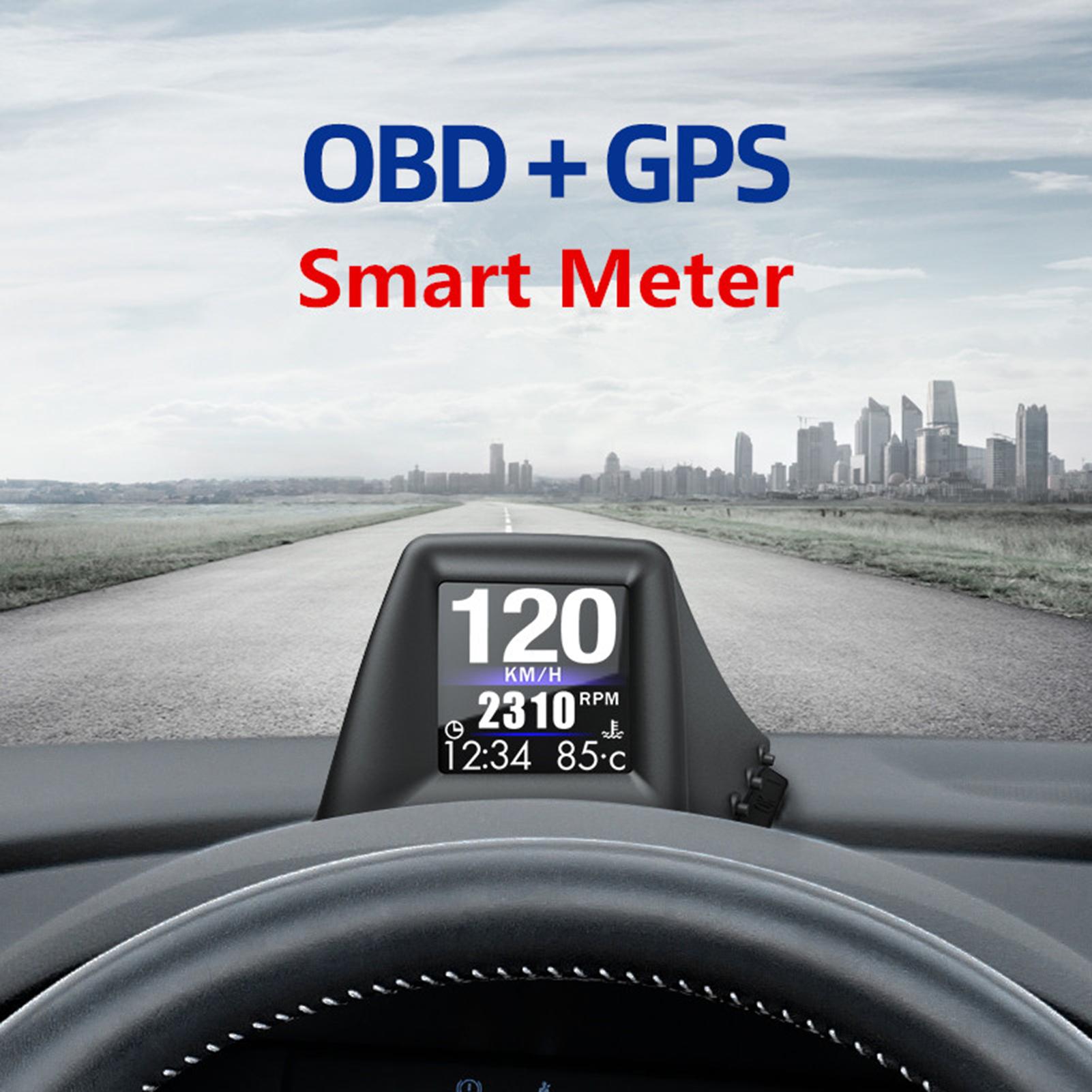 Car HUD Display, OBD+GPS Smart Gauge High Definition Speedometer Car Diagnostic Tool OBD Fault Code Elimination Safe