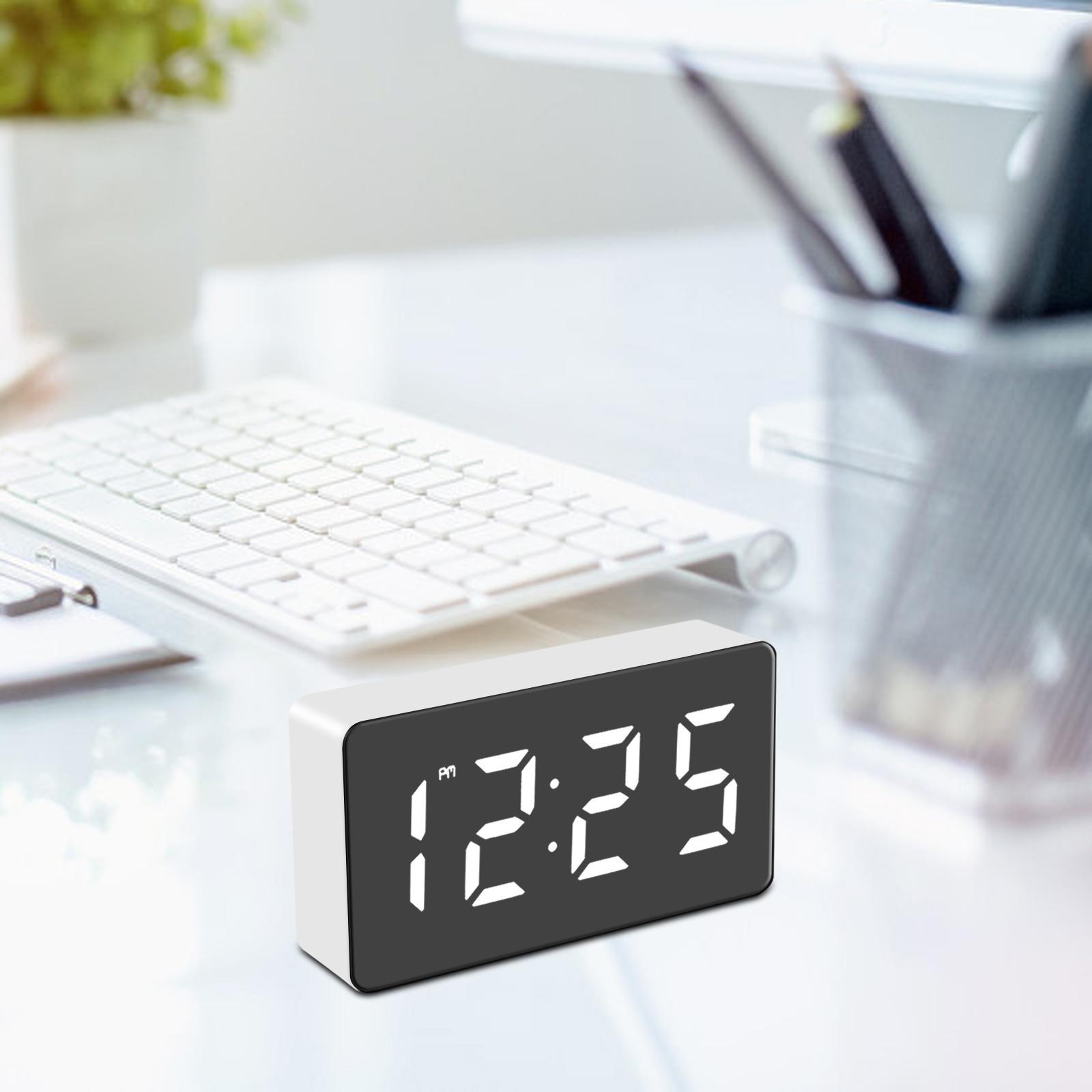 Mirror Electronic Clock 3.1inch Screen for Bedroom,Living Room White