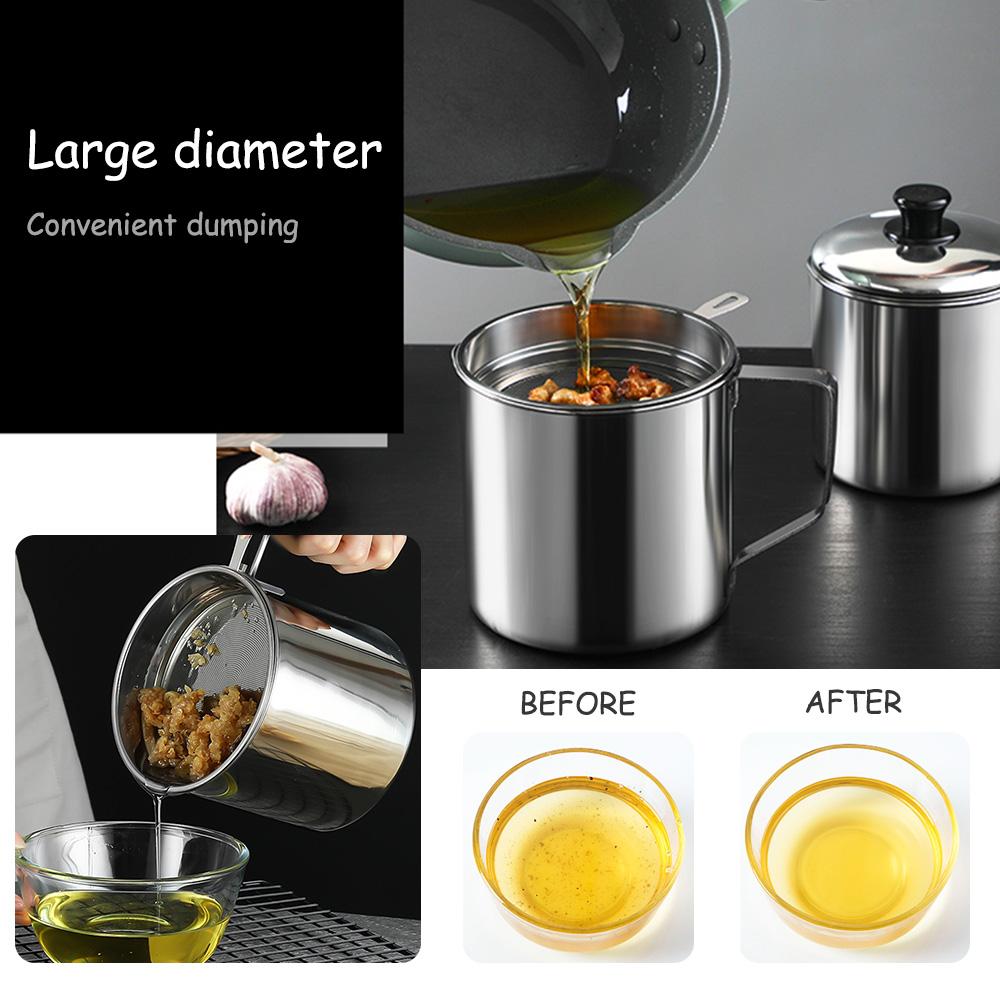 Ca Lọc Cặn Dầu Ăn Inox 304 1.5L Có Lưới Lọc Cặn Tiện Lợi