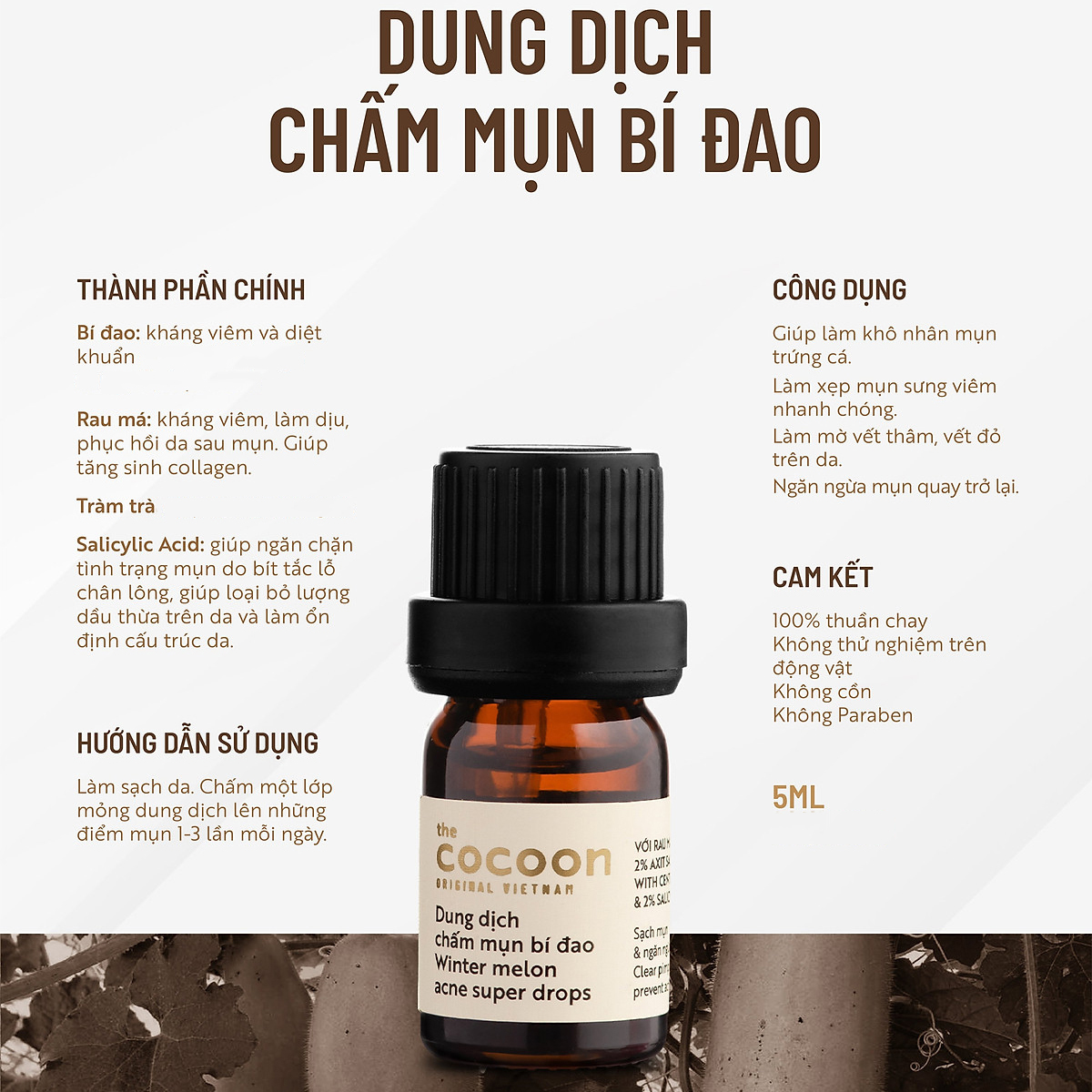 Combo gel bí đao rửa mặt Cocoon 140ml + Dung dịch chấm mụn bí đao cocoon 5ml