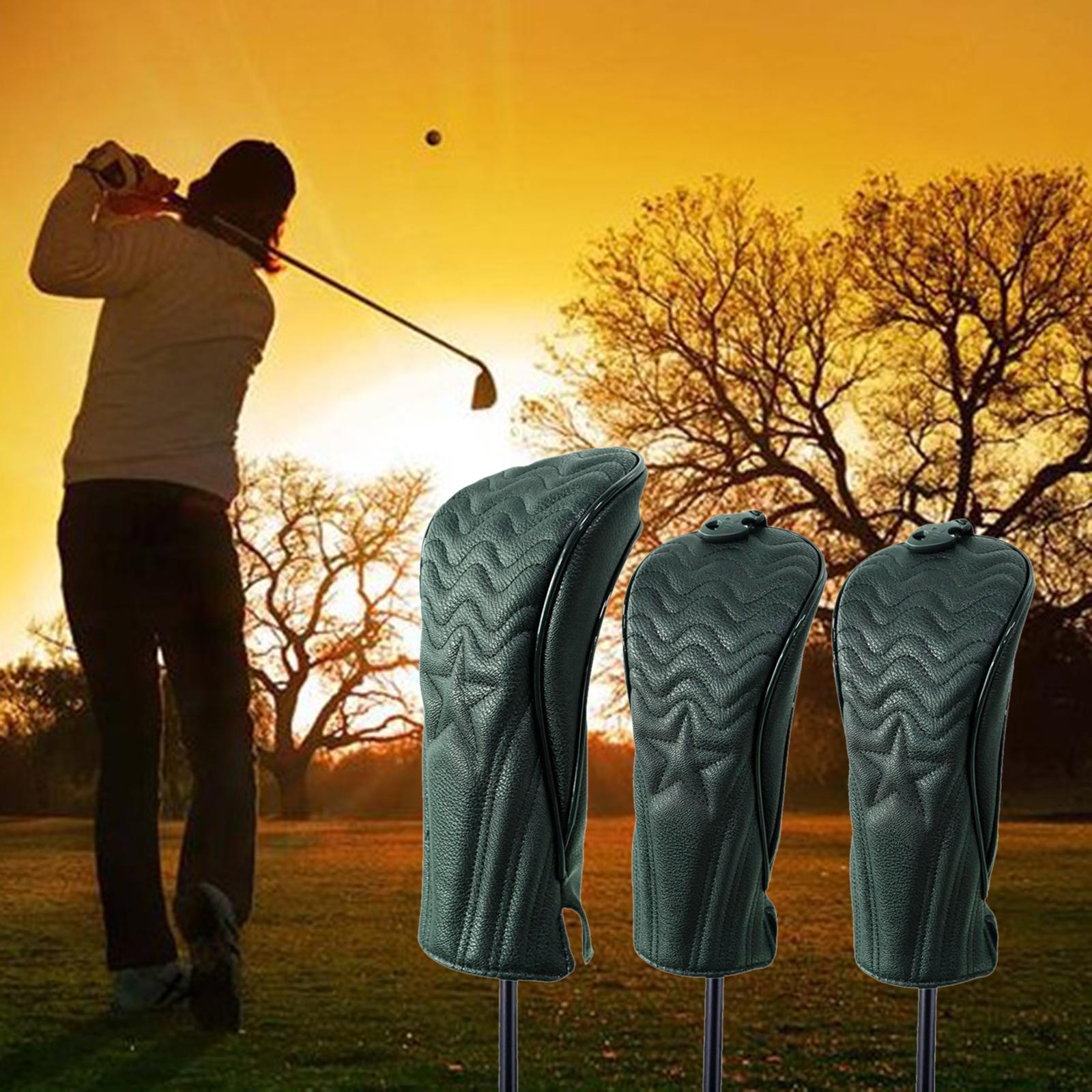 3x Golf Head Covers No. 1 3 5 Driver Fairway Woods Head Covers Protector