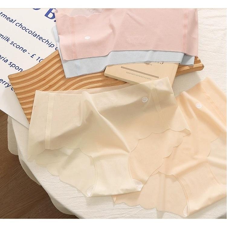 Quần lót nữ SU LỤA TÀNG HÌNH VIỀN SÓNG, không đường may, co giãn 4 chiều, hàng nội địa Trung caocấp, mát lạnh, đáy khángkhuẩn Women - Xanh lá