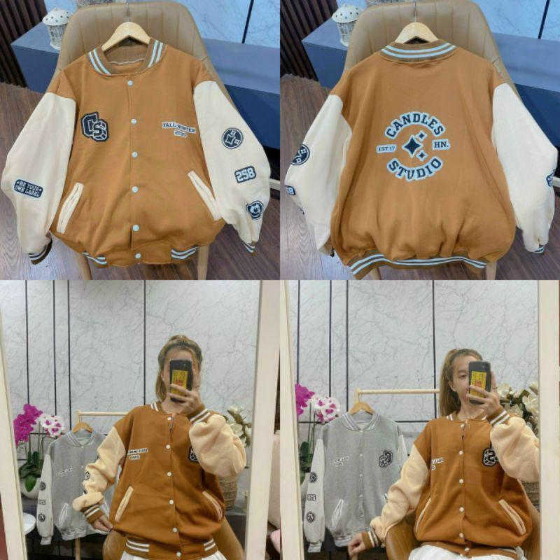 Áo Khoác Nỉ Candles Áo Cardigan 2 màu Nâu Xám - Unisex Phong Cách Bomber Jacket - ÁO KHOÁC THIÊN HÀ