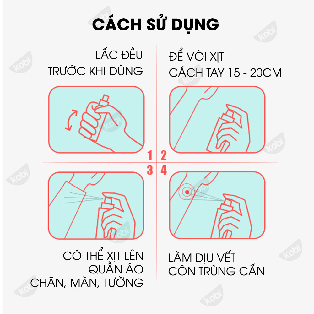 Xịt Tinh Dầu Đuổi Muỗi Sả Chanh Kobi Giúp Chống Muỗi, An Toàn Cho Bé - 100ml