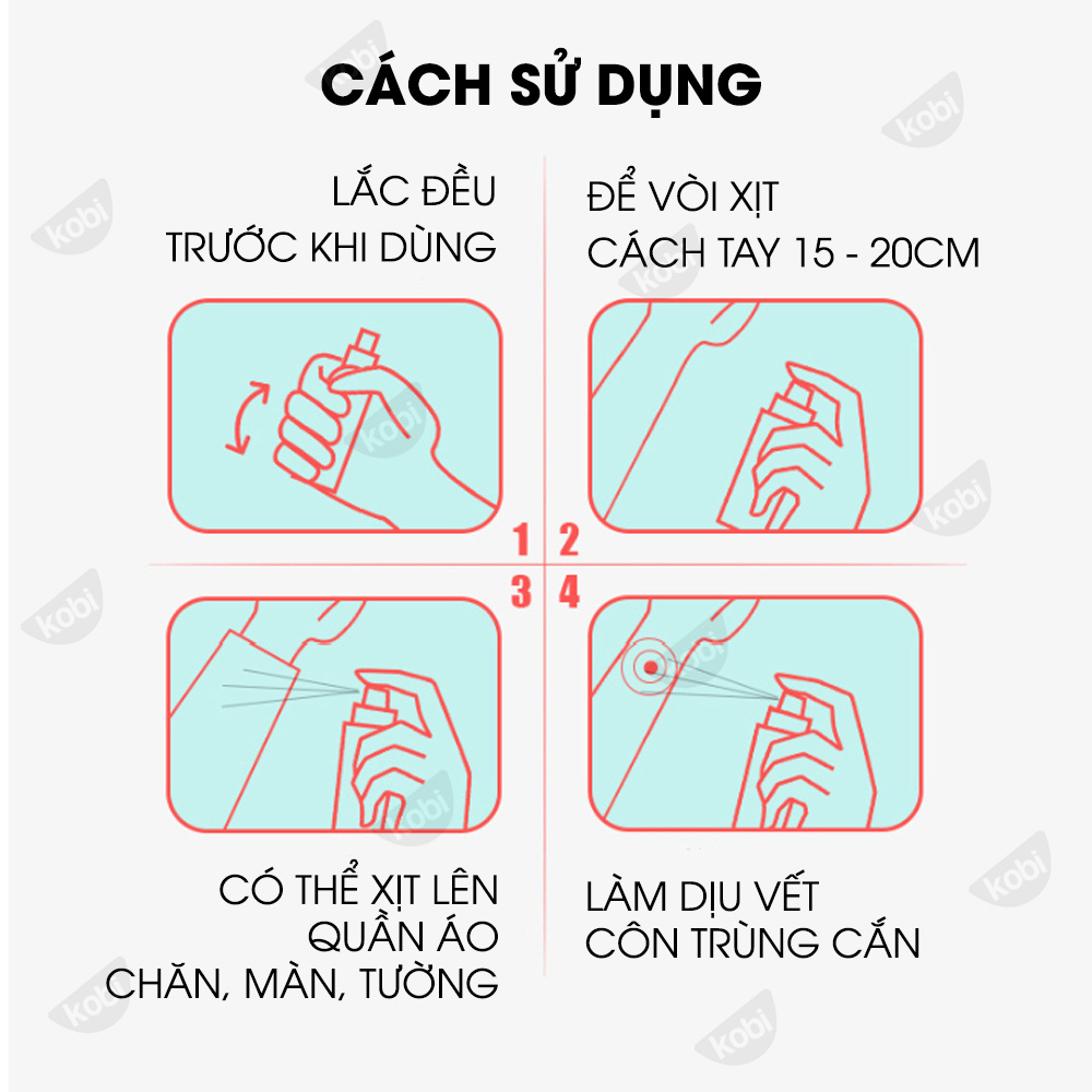 Xịt Tinh Dầu Đuổi Muỗi Sả Chanh Kobi Giúp Chống Muỗi, An Toàn Cho Bé