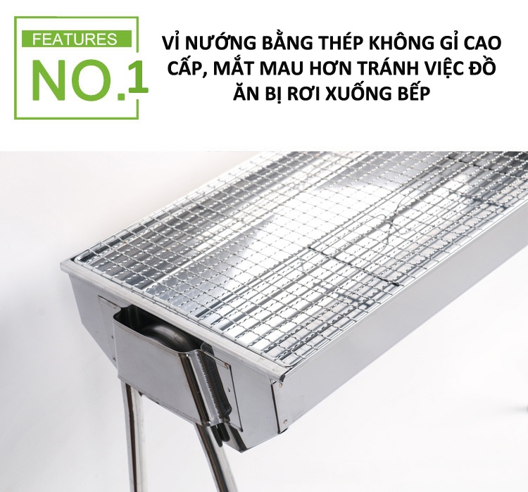 BẾP NƯỚNG THAN HOA INOX CHÂN CAO NGOÀI TRỜI - BUCOOK