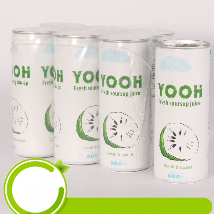 Nước ép mãng cầu từ trái cây tươi YOOH- Lốc 6 lon Bổ sung Vitamin D & các khoáng chất cần thiết cho cơ thể