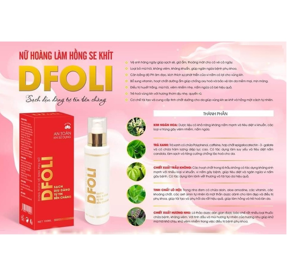 Dung Dịch Vệ Sinh Phụ Nữ Thảo Dược Thiên Nhiên DFOLI
