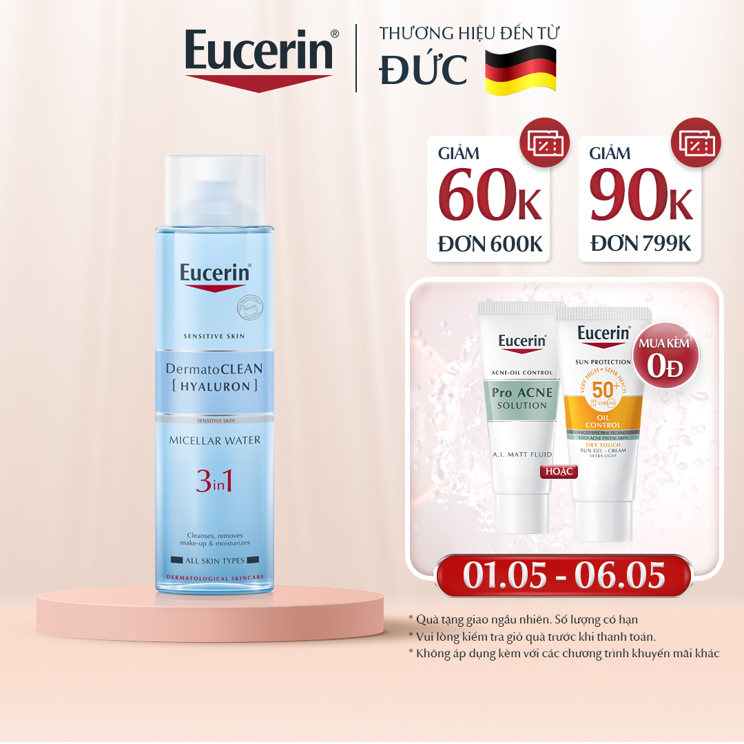 Nước tẩy trang dịu nhẹ cho da nhạy cảm Eucerin DermatoCLEAN Micellar 400ml