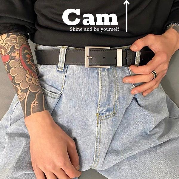 Thắt lưng dây nịt bản to Unisex vuông nam nữ cao cấp mặt chì  bản to 3.3cm - Camcamvintage
