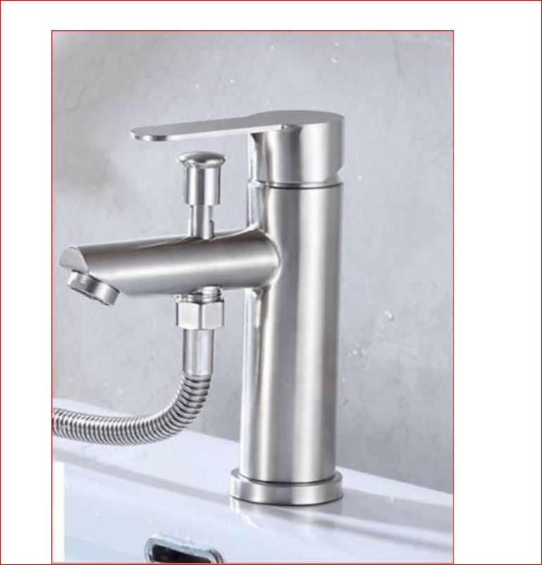 Vòi chậu liền sen nóng lạnh chậu 1 chân bằng inox 304 BVN 202 + 1 bộ dây bát sen inox 304