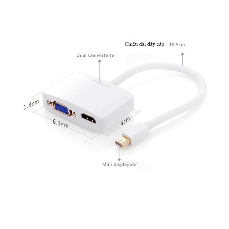 Bộ chuyển Mini Displayport to VGA/HDMI Adapter Ugreen (Trắng) (cao cấp)