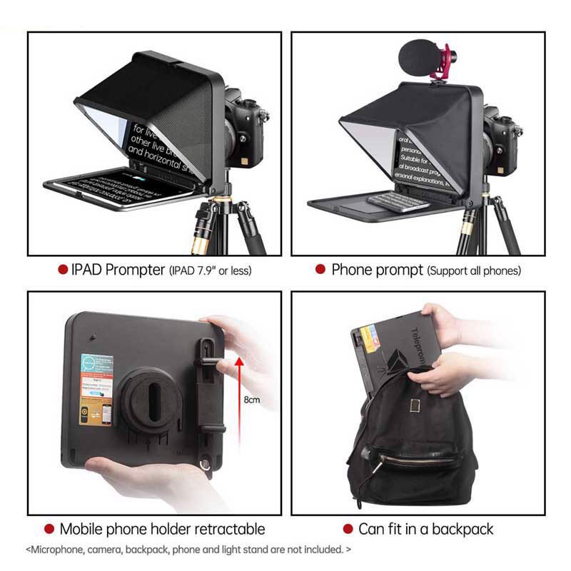 Lensgo Teleprompter TC7 - Máy Nhắc Chữ Mini Cho Biên Tập Viên, MC Truyền Hình, Kích Thước Nhỏ Gọn, Dùng Cho Điện Thoại, Máy Ảnh - Hàng Chính Hãng