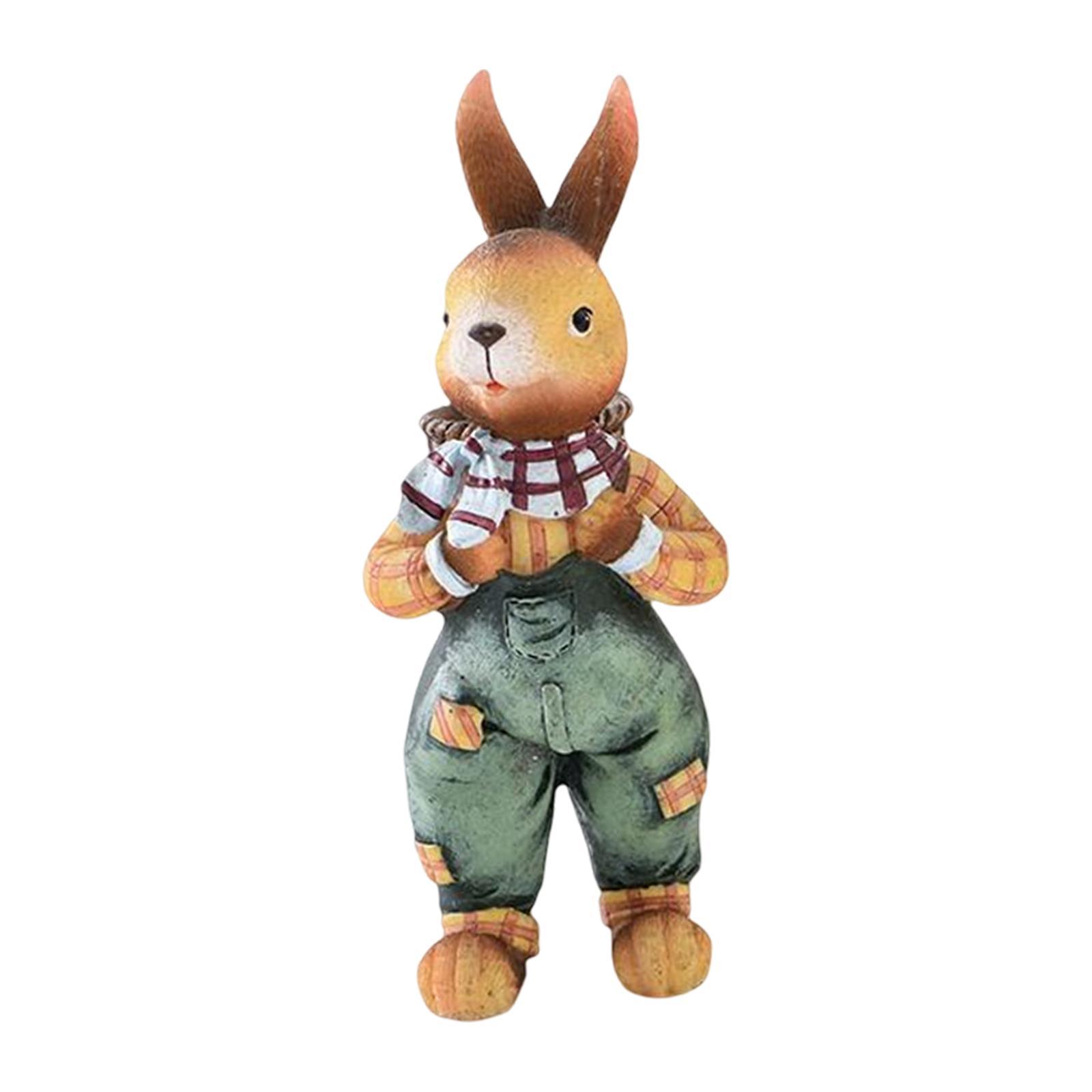 Bunny Figurine Desktop Resin Craft Ornament Rabbit Statue Home Decoration