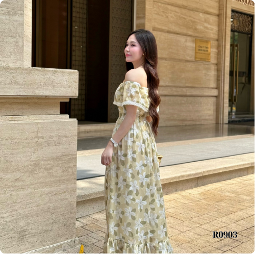 Đầm Maxi Ruzimay Trễ Vai Dáng Dài Hoạ Tiết R0900