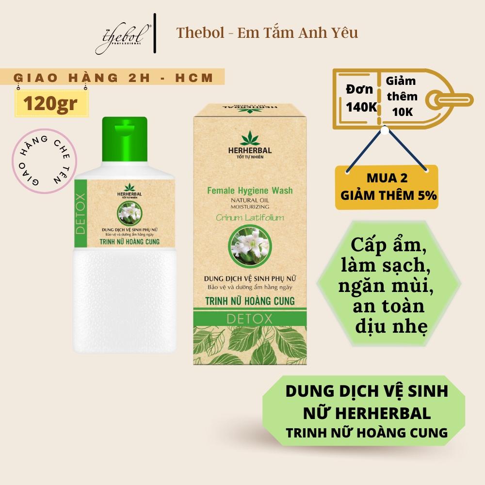 Dung dịch vệ sinh nữ Herherbal 120g nước rửa phụ khoa dạng gel chiết xuất dược liệu hữu cơ làm sạch mùi giảm viêm ngứa