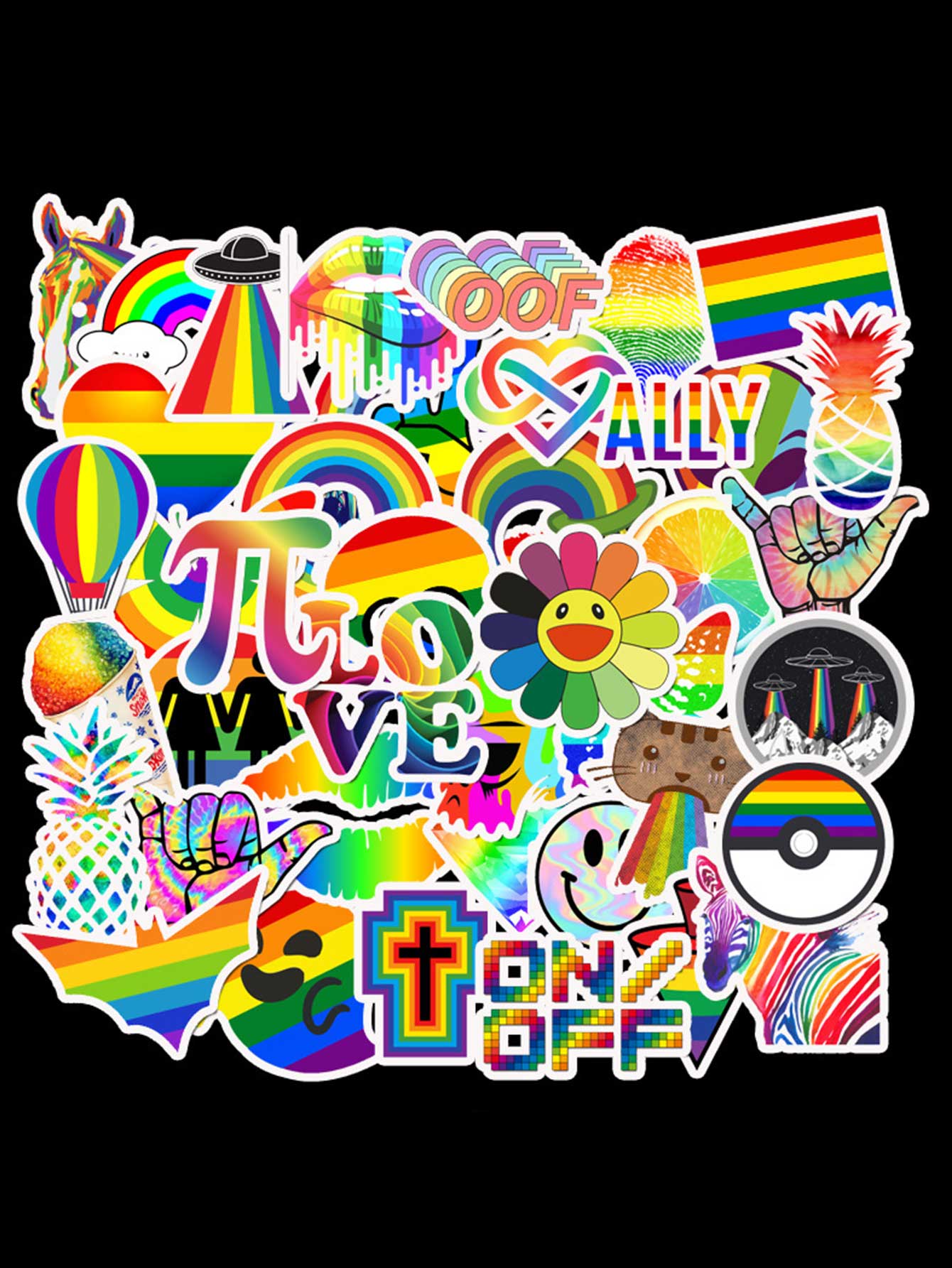 Set 30 sticker LGBT cầu vồng hình dán có ép lụa