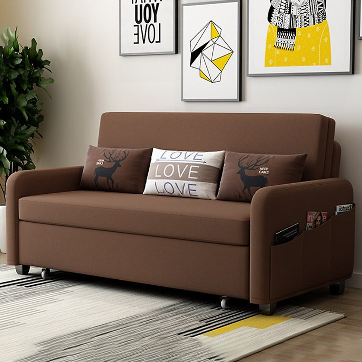 Giường JUNO SOFA Gấp Gọn Thành Ghế Kèm 3 Gối Siêu Đẹp Và Ngăn Chứa Đồ Bằng Khung Sắt Cacbon Chịu Lực Đa Năng Kích Thước: 192*158*80CM ( Đủ loại màu ) 