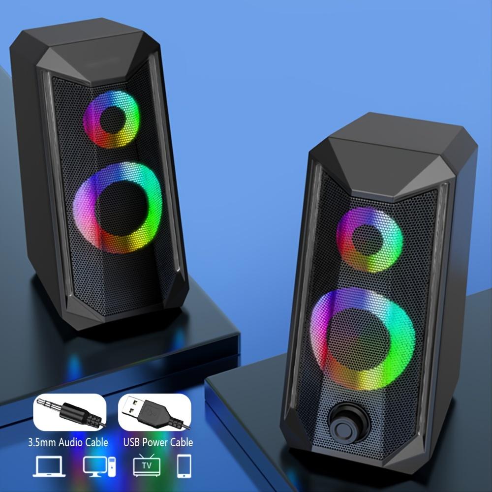 Loa chơi game RGB máy tính với điều khiển âm lượng máy tính để bàn 10W 2.0CH Stereo Monitor Monoredia SubwoDofer usb Powered Cáp 3,5mm: Đen
