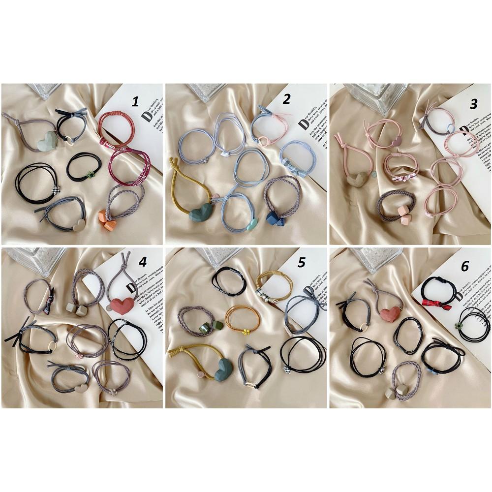 Set 8 dây cột tóc xinh xắn phong cách Vintage nữ tính cực dễ thương