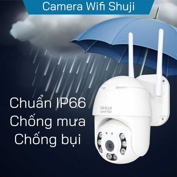 Camera Wifi không dây SHUJI UH715D -Lắp ngoài trời- Ban đêm có màu - Báo động hụ còi bật đèn khi có trộm đột nhập - Độ phân giải 4.0MP cho hình ảnh đẹp gấp đôi Full HD1080 - Hàng chính hãng